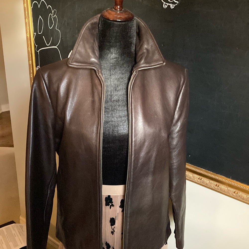 Banana Republic Genuine Dark Brown Leather jacket! Unisex size Extra Small.